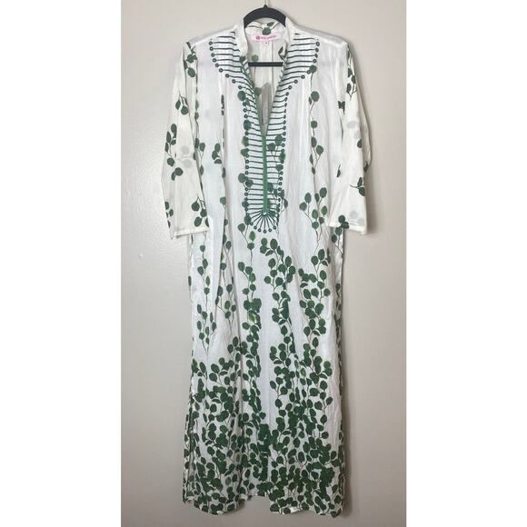 NWT TUCKERNUCK RO'S GARDEN DRESS CLORINDA GREEN LEAF WHITE MIDI BOHO COTTAGECORE - Picture 1 of 16
